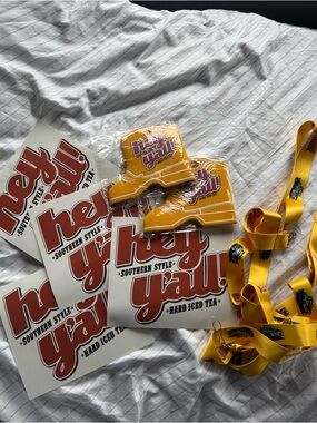 Hey y’all merch - Hard Iced Tea Yellow Boot Keychain & Sticker Pack